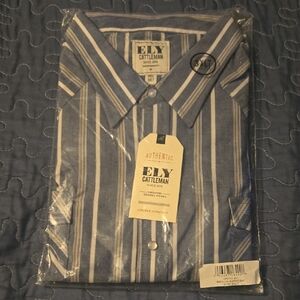 ELY Cattleman Men's Blue Striped Western Snap Shirt